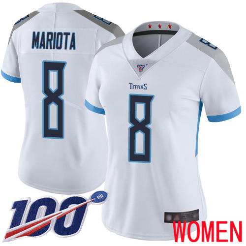 Tennessee Titans Limited White Women Marcus Mariota Road Jersey NFL Football 8 100th Season Vapor Untouchable